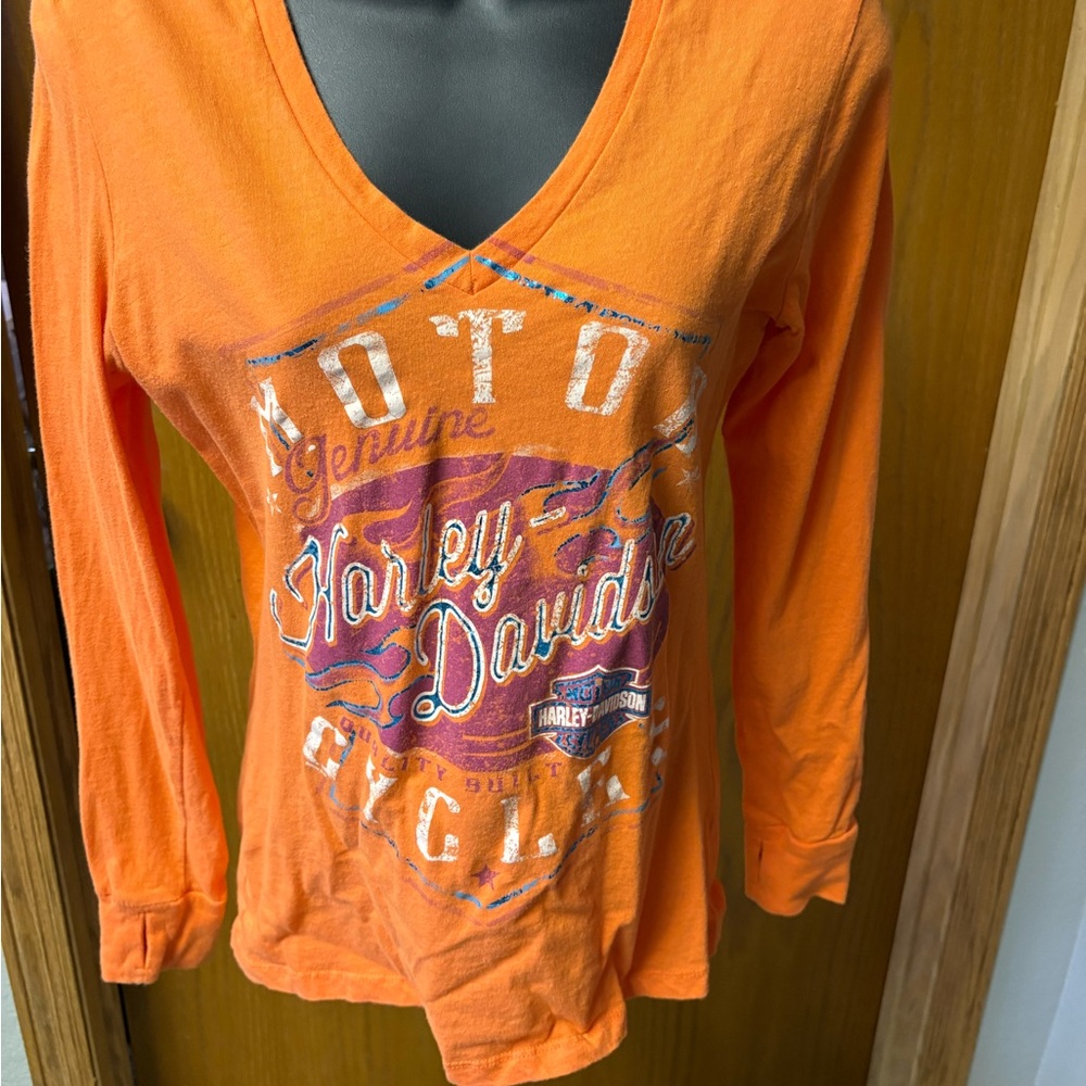 Harley-Davidson Women's Orange Long Sleeve Tee